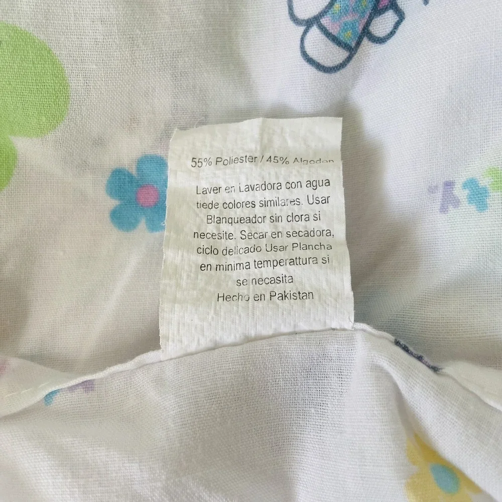 Vintage HELLO KITTY Twin Sheet Sanrio Pastel Flower Fitted Sheet Pink Blue